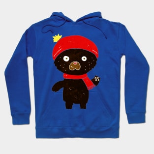 cartoon waving black bear Hoodie